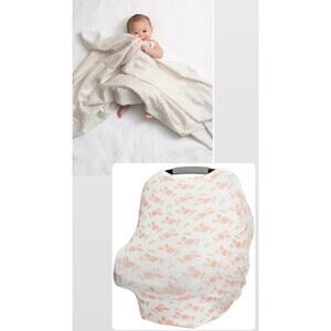 Aden+Anais Bundle(2) Geometric Metallic Muslin Swaddle+6in1 Knit Multi-Use Cover